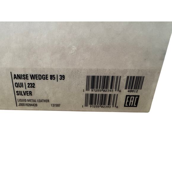 Jimmy Choo NIB Anise 85 Wedge Heel Slide Sandals in Silver Size 39 - Picture 11 of 11